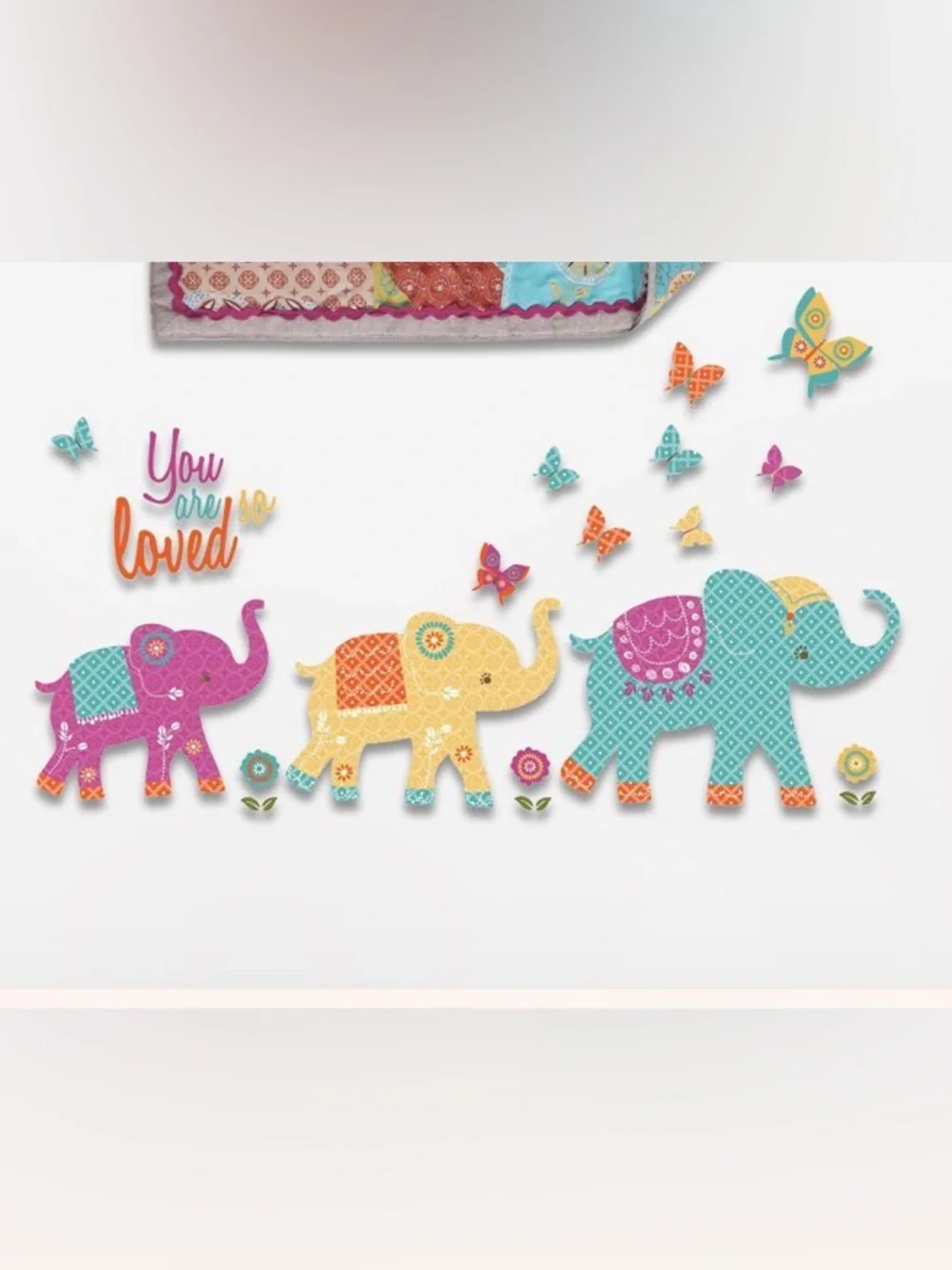 NIB Levtex Baby Zahara Elephant Butterfly Wall Decals Nursery Decor